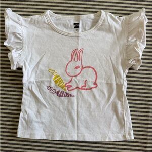 Tea Collection White Tee with Pink Bunny and Yellow Accents